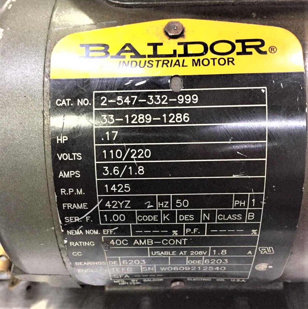 nameplate industrial motor pre sccr